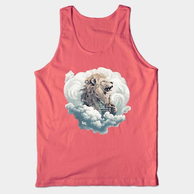 Lion With A Trumpet In the Clouds Tank Top by Graceful Designs